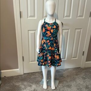 GB Girls Floral Dress - Blue and Orange